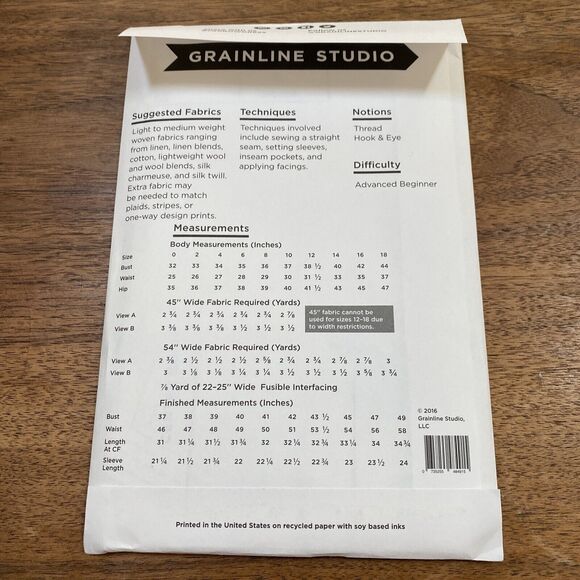 Grainline Studio Sewing Pattern Style #13003 Farrow Dress Ladies Sz 0-18 UNCUT - Picture 4 of 6